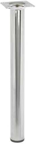 WAGNER Möbelbein/Tischbein/Möbelfuß Classic Retro - Ø 30 x 300 mm, integrierte Anschraubplatte 60 x 60 mm, Innengewinde Ø 10 mm, Stahl verchromt - 12153001