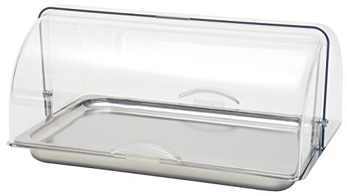 Piazza – Présentoir rectangulaire réfrigéré C/Cloche Roll Top base en acier, Insert GN inoxydable – 35 x 56 cm – H : 27 cm 416701