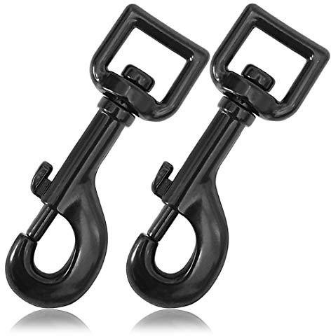 Ganzoo Karabiner-Haken mit Drehgelenk L: 87 mm, Bolzenkarabiner für Hunde-Leine, 2 Stück, Wirbelkarabiner, für Paracord 550 Hundehalsband, legierter Stahl, Schnapp-Karabiner Drehkopf, Farbe: Schwarz