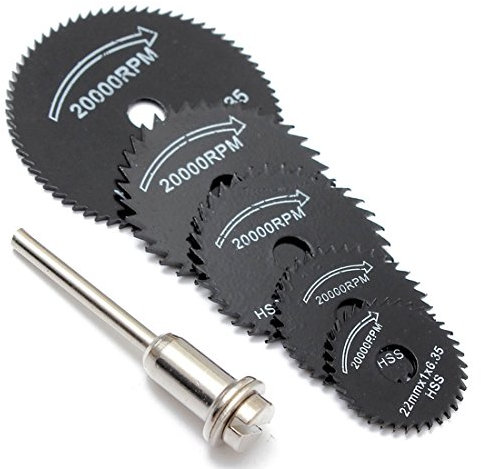 Origlam 5 hojas de sierra circular, discos de corte, mandril para herramientas rotativas, Kit de herramientas de corte de metal, discos de corte de madera (6 piezas)