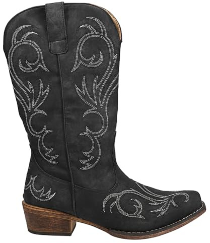 ROPER Femme Riley Round Toe Cowboy Boots Botte de Western, Noir, 37 EU