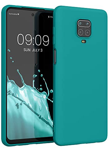 kwmobile Funda para Xiaomi Redmi Note 9S / 9 Pro / 9 Pro MAX Carcasa - Ultrafina de TPU y Silicona con Bordes elevados anticaídas - petróleo Mate