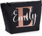 Womens Personalised Rose Gold Initial and Name Makeup Bag - Personalised Birthday Gift Idea for Her - Makeup Holder Travel Mum, L, Black