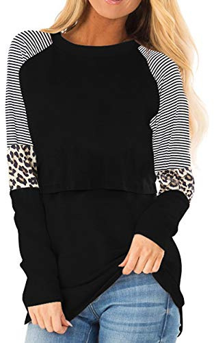 Smallshow Donna maternità Maglia Allattamento Estiva Top Premaman T Shirt,Black,XXL