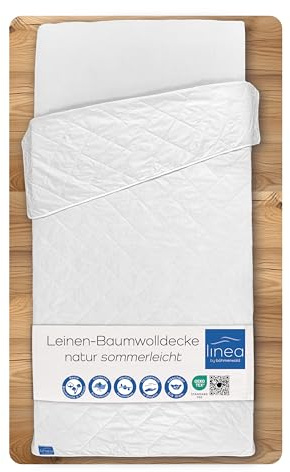 LINEA by Böhmerwald - nature - Coperta estiva in lino/cotone, 60% lino/40% cotone, anallergica, lavaggio delicato fino a 40 °C, prodotta in Germania, 200 x 220 cm