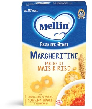Mellin La Pasta dei Bimbi, 100% Naturale, MARGHERITINE con Farina di Mais e Riso 280g