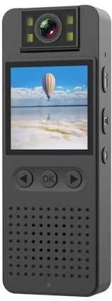 Andoer Mini cámara corporal 1080P con lente giratoria de 180°, videocámara conectable con visión nocturna, conexión WiFi para grabación diaria/servicio/entrega