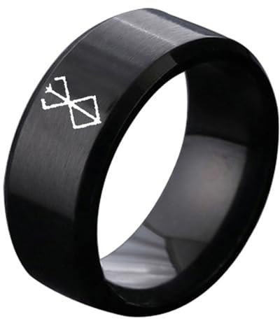 westtrend Berserk Guts Guts Ringe Anime Logo Charakter Totenkopf Ritter Guts Finger Ringe Cosplay Prop Schwarzer Schwertkämpfer Laser Carving Ringe Trendy Dekoration