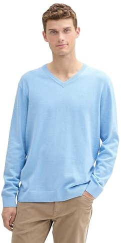 Tom Tailor 1039811 Pull-Over Homme, 37092 - Bleu Ciel Mélangé Foncé, XXL