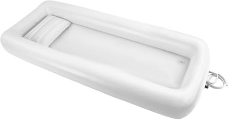 Faltbare Badewanne, Weißes einzelnes Duschbett 195x90x20cm Aufblasbare Badewanne (Waschbecken+Wassersack+europäische elektrische Pumpe) für ältere Menschen, schwangere Frauen, Patienten