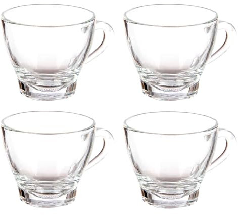 Set 4 tazas vidrio cafe con asa 80ml colección VIVALTO