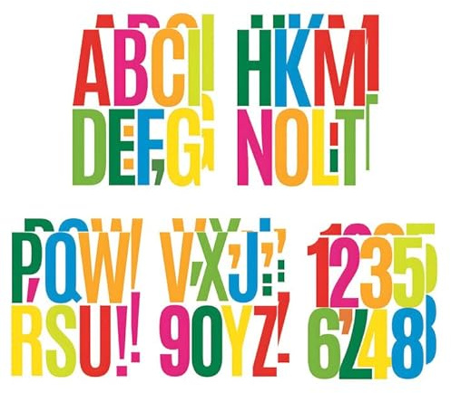 5 Inch Stick on Letters Numbers Stickers, 10 Sheets Self Adhesive Letters Sticky Numbers, Waterproof Large Alphabet Stickers for DIY Crafts Address Sign Poster Mailboxes Door Window Car (Color)