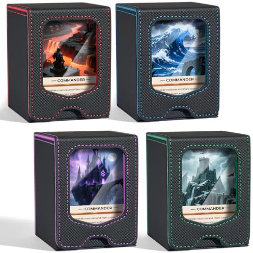 Fabmaker 4 Pack Deck Box Compatible with MTG Commander,Comman-der Deck Box