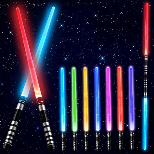 Star Wars Lightsaber, 2 Pack Light Up Saber with Sound, 7 Colors Changeable Lightsaber, Retractable Light Saber Sword Toys for Halloween Dress Up Parties, Xmas Gift (1)