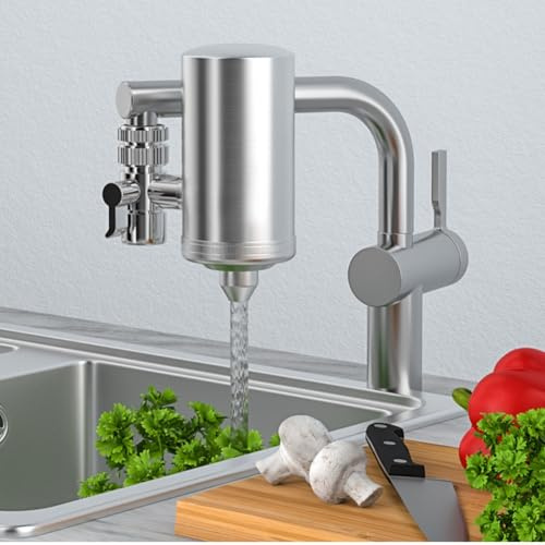 Filtro dell'acqua, filtro lavabile in acciaio inox con più livelli di filtro, cattura sedimenti, ruggine e impurità, 10,5 x 5,5 x 13 cm