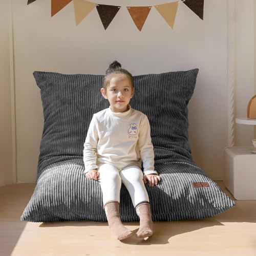 MAXYOYO Bean Bag, BeanBag Chair,Soft Corduroy Removable Cover, Large Floor Cushion with Fluffy Foam Filling, BeanBag Chair for Kids