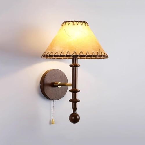 MOCHAMIK Vägglampor Sconces American Retro Style Sänglampa Vägglampa, E 27 E26 Ljuskälla Tyg Lampskärm, Sovrum Vardagsrum Vägglampor, Inomhusrestaurang Studierum med dragsladd Massivträ