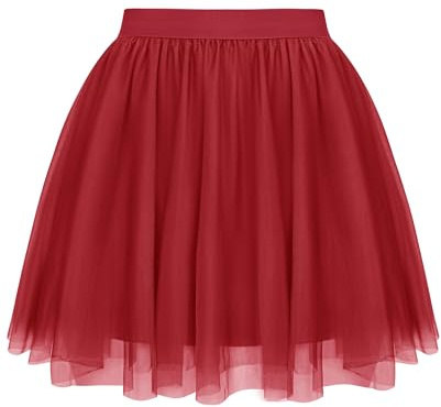 Lovasy Falda de Tutú para Mujer Corto 2 Capas De Tul Cintura Elástica Falda De Verano Falda De Fiesta De Graduación