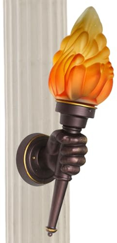 Lampada Da Parete A Torcia - Applique In Nero, Lampada A Fiamma Antica Da 28 Cm, Accessorio Per L'illuminazione Domestica In Stile Medievale, Apparecchio Di Illuminazione Rustico Per La Camera