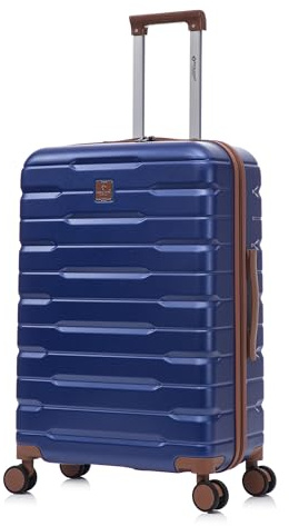 Rocklands London Suitcase Medium 25 Inch Hard Shell Lightweight Checked Luggage with 360° Rubber Spinner Wheels Durable Travel Case Telescopic Handle, TSA Lock (Royal Blue)