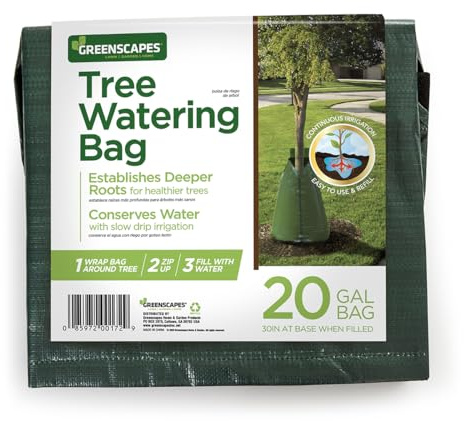 Greenscapes Tree Watering Bag with Micro-Perforated Seams for Slow Release Drip 6-8 Hour Empty Time: Fits Up to 4 Inch Caliper, 20 Gallon Capacity (Pack of 1)