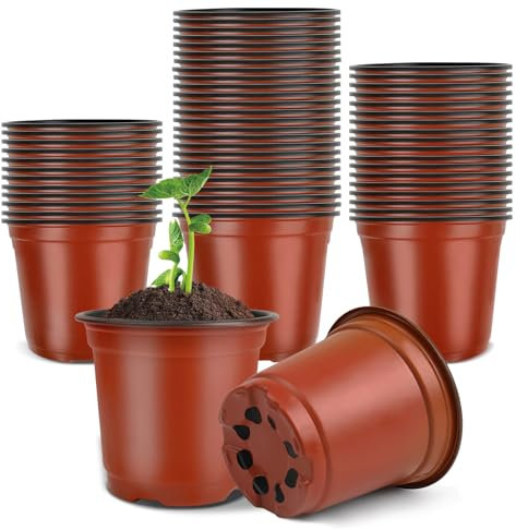 PEYOU 100 Pcs 10CM Pots de Fleurs en Plastique, Pots de Plantation, Petits Pots de Culture, Pots de Pépinière Réutilisables pour lntérieur et Extérieur, Pots de Fleurs Écologiques