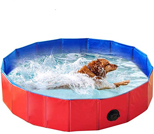 Piscina Plegable para Perros Gatos Bañera Portátil para Mascotas Plegable PVC Antideslizante y Resistente al Desgaste (80 * 20CM)