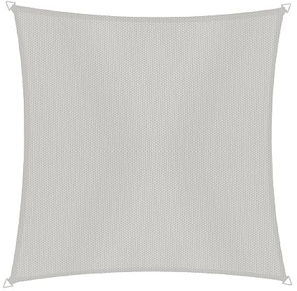 Windhager Sonnensegel Cannes Quadrat 5 x 5 m (gleichschenkelig), Sonnenschutz für Garten & Terrasse, UV- und witterungsbeständig, grau
