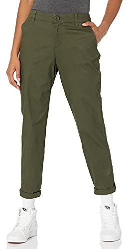Amazon Essentials Women's Mid-Rise Slim-Fit Stretch Cotton Twill Cropped Capri Khaki Pants (Available in Plus Size), Dark Olive, 14