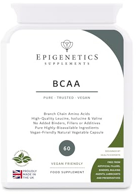 BCAA (Branch Chain Amino Acids) | 200mg L-Leucine + 100mg L-Isoleucine + 100mg L-Valine | 60 Vegan Capsules UK Made | 1 Capsule Daily (2 Month Supply)