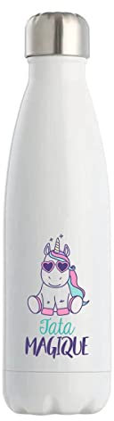 Gourde Isotherme Tata Licorne | Bouteille Thermos 50 cl en acier inoxydable réutilisable écologique pour cadeau famille original et drôle