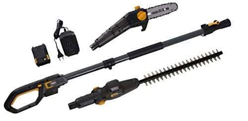 TEXAS PHX/PCX 2000 Akku 2-in-1 Hochentaster mit Heckenscherenaufsatz (Astsäge mit 20 Volt, ausfahrbar auf 259/278 cm, abgewinkelter Schneidekopf, inkl. 2 Ah Akku und Ladegerät)