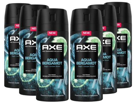 Axe Premium Bodyspray Aqua Bergamot ohne Aluminiumsalze 150 ml 6 Stück