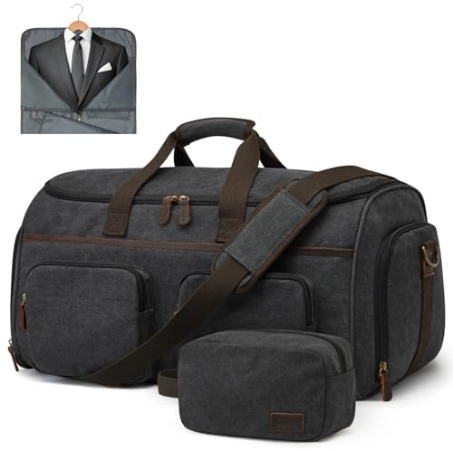 S-Zone Kleidersack für Reisen, Handgepäck, Reisetasche für Herren, wandelbare Anzugtaschen, Handgepäck, Hängetasche, Reisetasche mit Kulturbeutel, Schwarz, 50 l