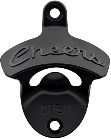 Luwanburg Black Beer Bottle Cap Opener Wall Mounted Cheers Stainless