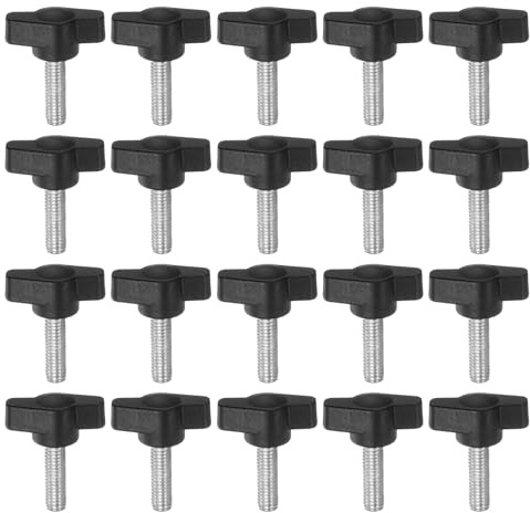 QUARKZMAN 20 stycken räfflade skruvar med T-vingknappar M6 x 20 mm plast T-huvud gängbultar klämskruv vingskruv handtag 27 mm klämknapp tumskruvar för maskin, svart