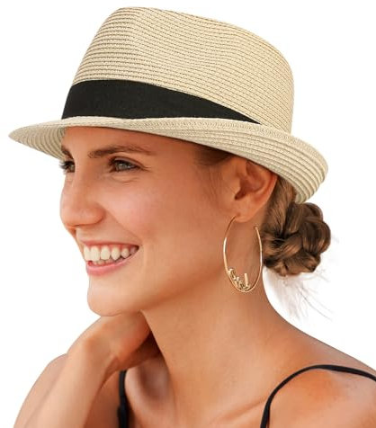 Creekstone Sonnenhüte für Damen Fedora & Trilby-Hüte für Herren Sommer Strohhut (DE/NL/SE/PL, Alphanumerisch, M, BEIGE)
