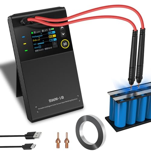 SURLABA Poste à souder par points pour batteries, spot portable 5000 mAh avec courant de soudage 1200 A, tête de broche en laiton amovible, 0,1-0,25 mm nickel/fer/acier inoxydable/tôle d'aluminium