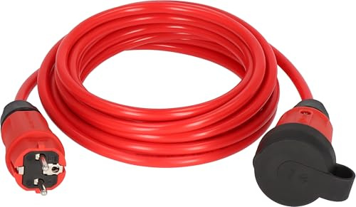 Brennenstuhl Professional förlängningssladd VQ 1110 IP44 (5m kabel H07BQ-F 3G1,5 i röd, för användning på byggarbetsplatser och permanent utomhusbruk, Made in Germany)