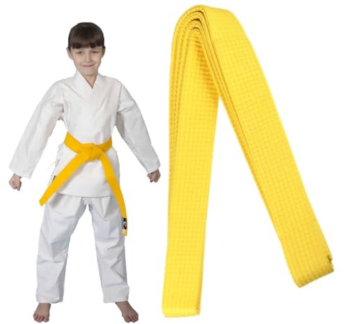 XPEX 260cm Judo gürtel Judo Karate Gürtel Belt Kampfkunst Karate Judo Baumwolle Taekwondo Belts Professioneller Karate Aikido Belt für Kinder Erwachsene Kampfsportgürtel (Gelb)