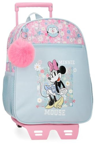 Disney Joumma Minnie Happy Mochila Escolar con Carro Azul 27x33x11 cms Poliéster 9,8L
