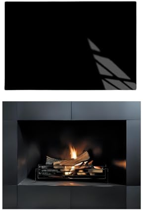 TMK ArtDeko Rechteckige Funkenschutzplatte aus ESG-Sicherheitsglas für Kaminöfen – Schwarz Bodenplatte - 50x52 cm