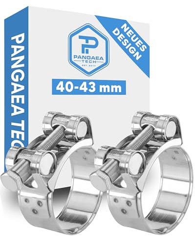 Pangaea Tech Gelenkbolzenschelle Edelstahl 40-43 mm 2er Set - Extra stark dank M6-Spannbolzen - Schlauchschellen Edelstahl - 20mm Bandbreite - V2A W4 Qualität nach DIN3020