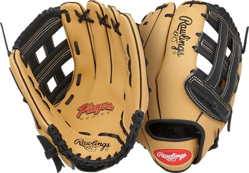 Rawlings Jungen Players Series T-Ball & Youth Baseball Glove | Sizes 9-11.5 Player's Handschuh, Kamelfarben/Schwarz