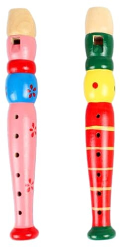 Licsaliwe Strumento registratore per Bambini, Flauto Piccolo colorato in Legno a 6 Fori da 2 Pezzi, Giocattoli Musicali per Bambini dai 3 Anni in su