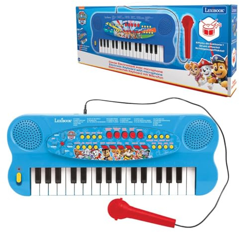 Lexibook Paw Patrol Elektronisches Keyboard mit Mikrofon, 32-Tasten-Piano, Mikrofon zum Singen, 22 Demo-Songs, Batteriebetrieb, Blau/Rot, K703PALXB