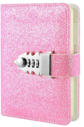 DSFDFDG Tagebuch Mit Schloss A7 Passwortbuch mit Schloss, Tagebuch for Studenten, Schreibwaren, Notizbuch, for Tragen, Reisebuch, Notizblock, Büro, Schulbedarf, Studentengeschenk(Pink)