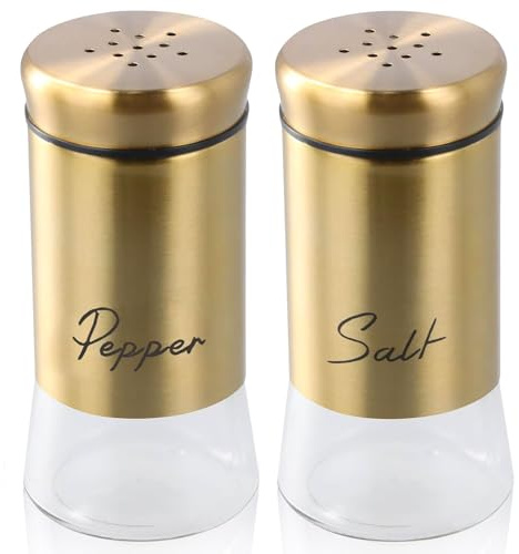 2 stycken guldsalt peppar shaker, salt och pepparströare litet set, 150 ml kryddströare för grillning, camping, fest och kök