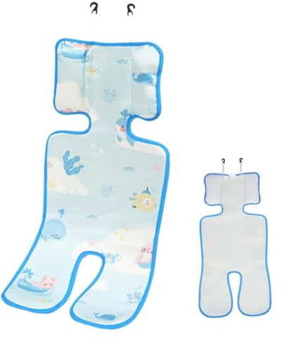 Juego De Alfombrillas Refrescantes Para Asiento De Cochecito - Ice Silk 33x70cm Azul Universal, Inserto De Asiento Refrescante Transpirable, Almohadilla Absorbente De Sudor De Alta Calidad | Cómodas A