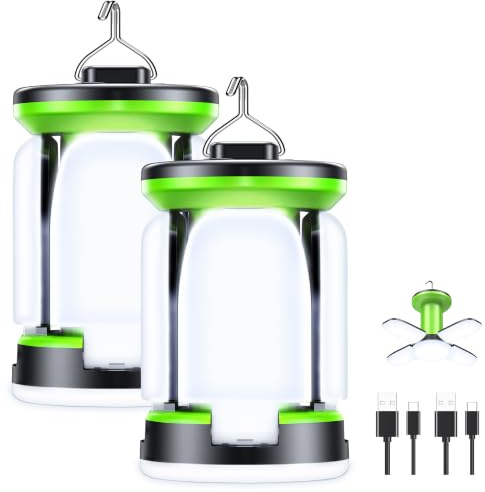 Blukar Lampada Campeggio Ricaricabile 2 Pezzi, 60 LED Luce Campeggio